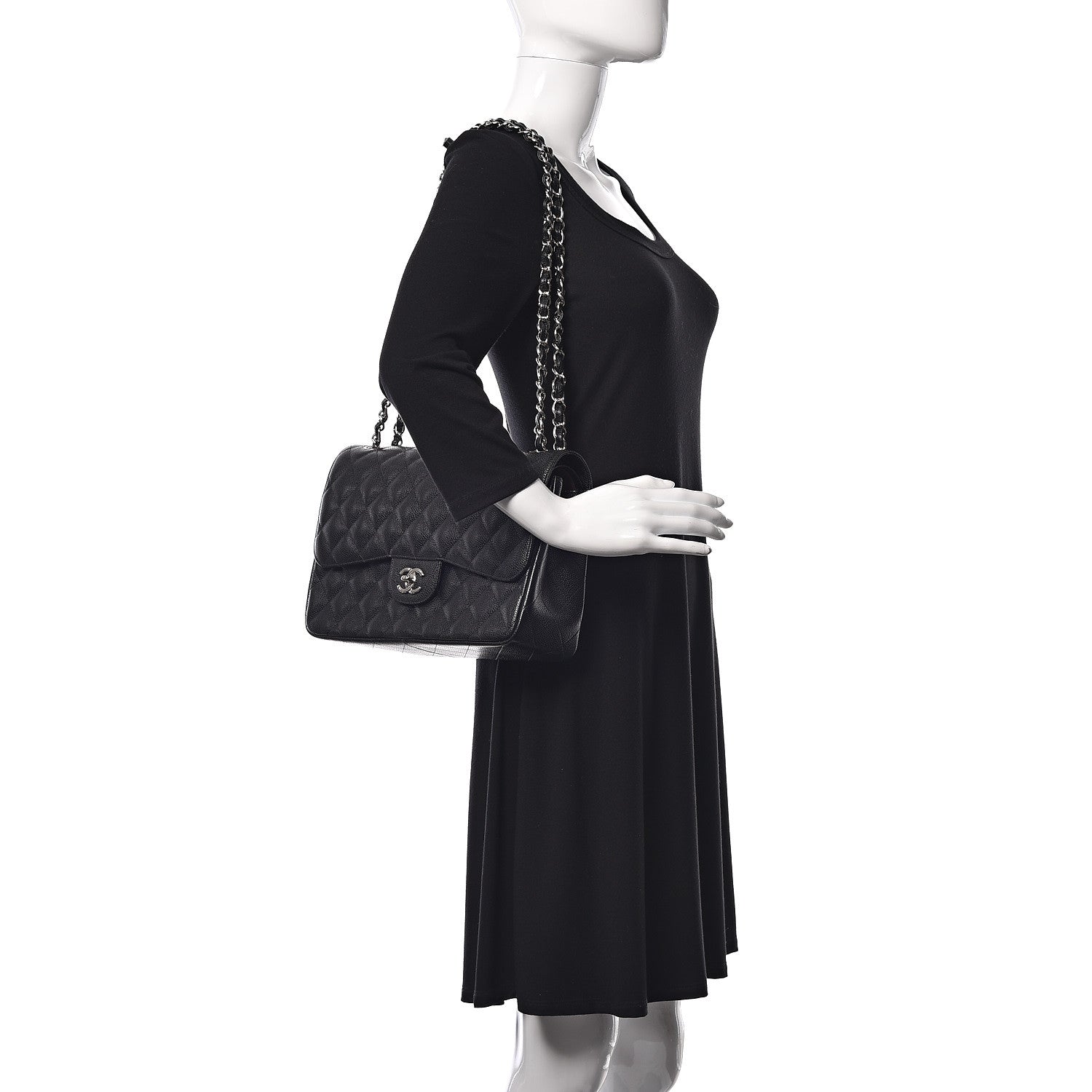 Chanel Caviar Quilted Jumbo Double Flap Black 2 of 13