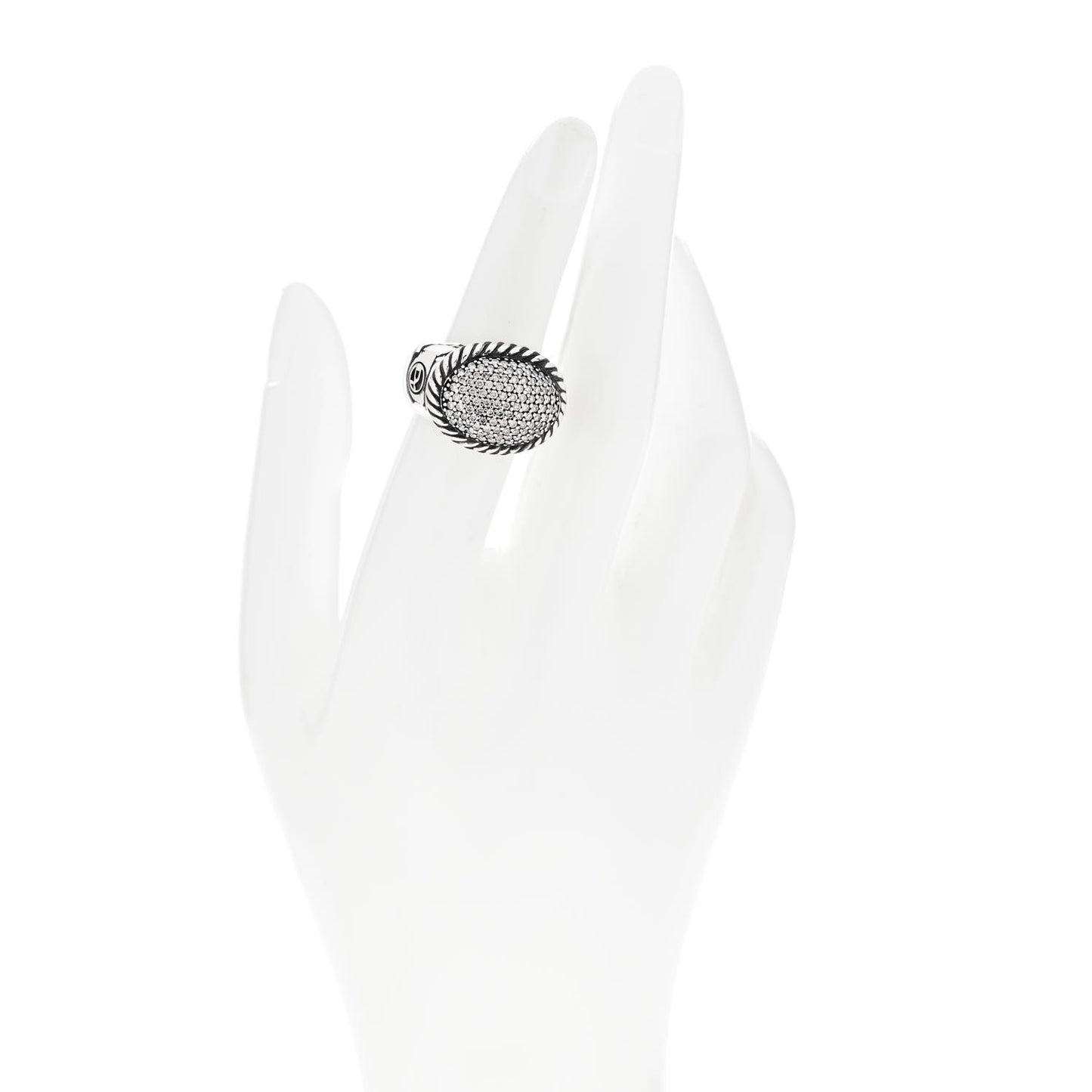 Sterling Silver Diamond Signature Oval Ring 52 6