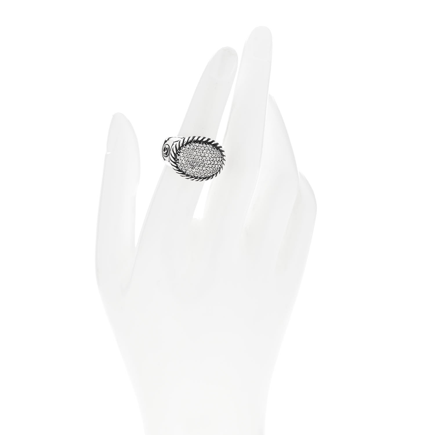 David Yurman Sterling Silver Diamond Signature Oval Ring 52 6 2 of 6