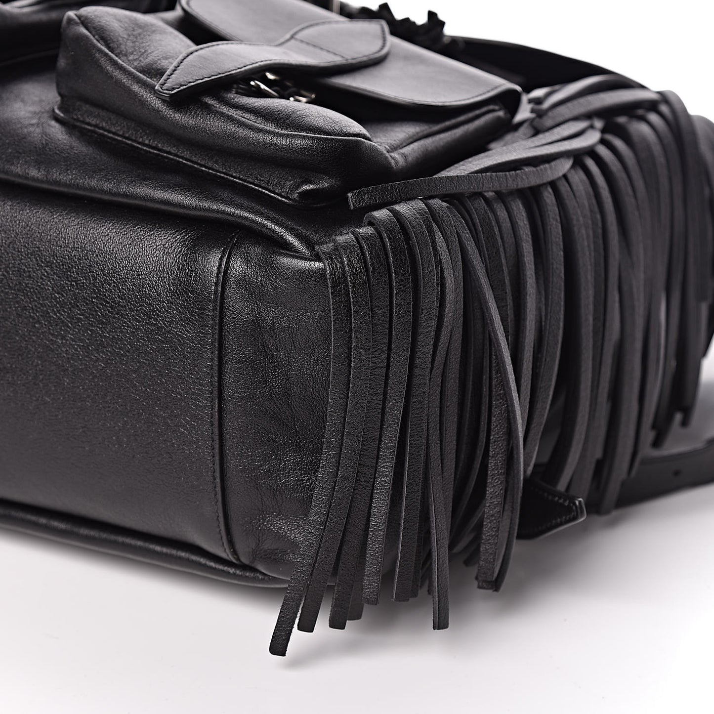 Calfskin Fringe Festival Backpack Black