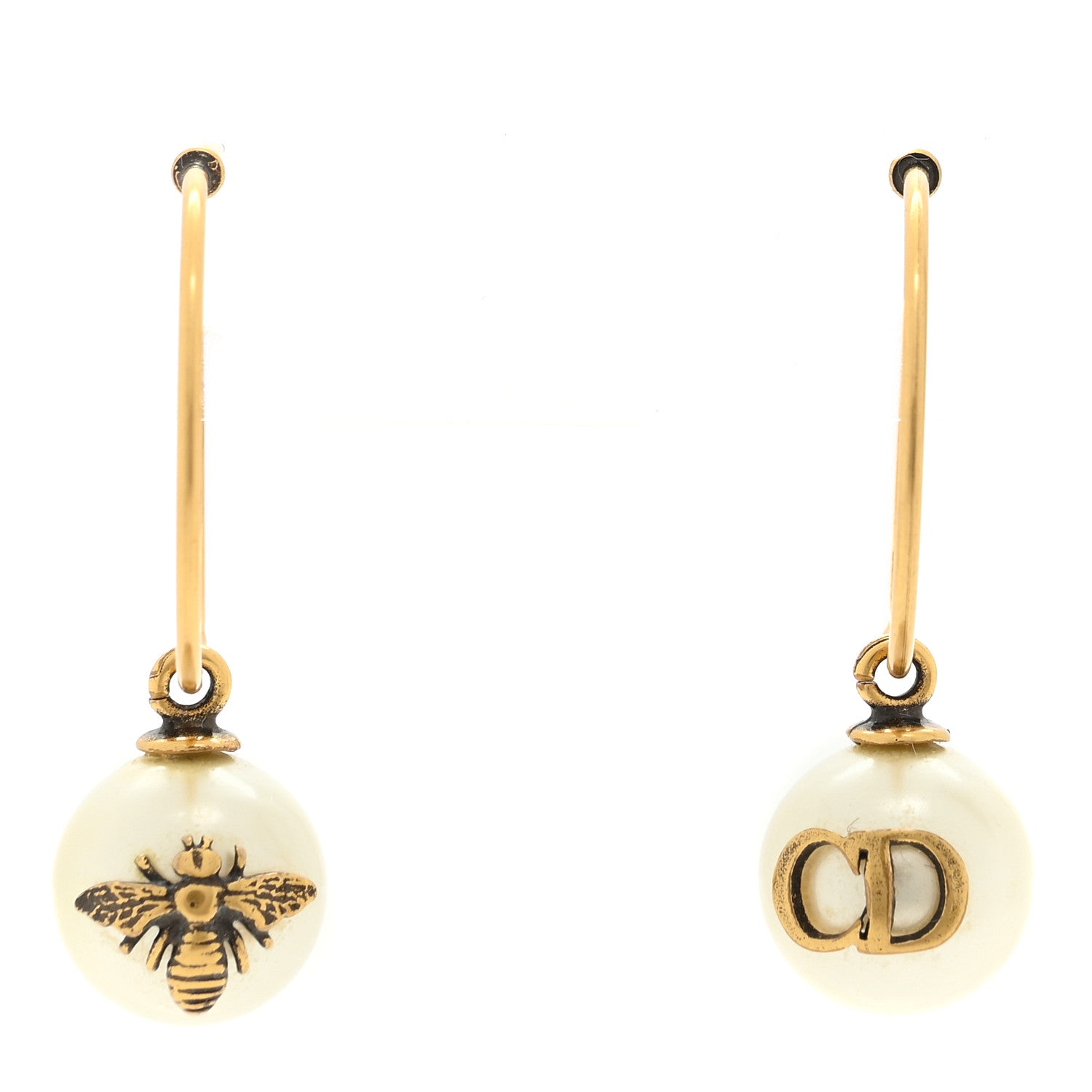 Christian Dior Pearl Bee Star Tribales Hoop Earrings 1 of 4