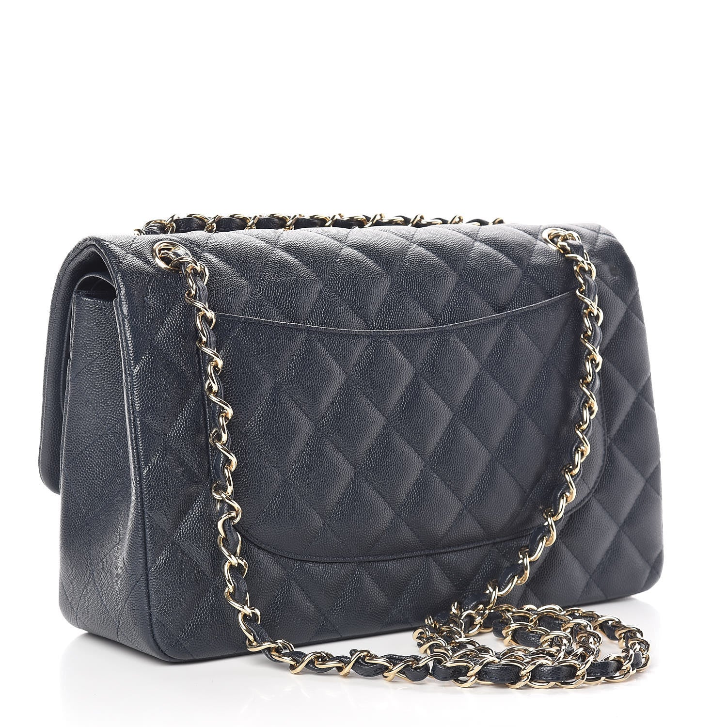 Chanel Caviar Quilted Jumbo Double Flap Navy Blue 3 of 11