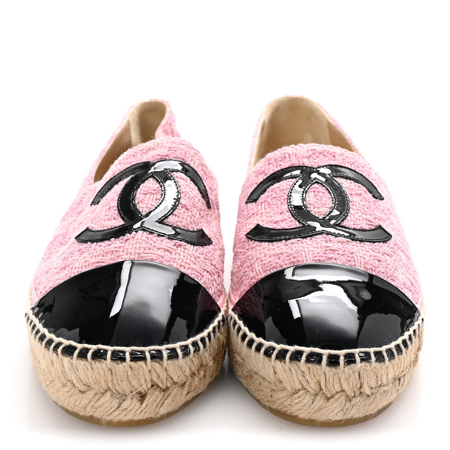 Tweed Patent CC Espadrilles 39 Pink Black