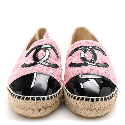 Chanel Tweed Patent CC Espadrilles 39 Pink Black 3 of 10