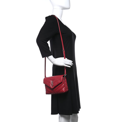 Saint Laurent Calfskin Y Quilted Monogram Toy Loulou Crossbody Bag New Lipstick 2 of 14