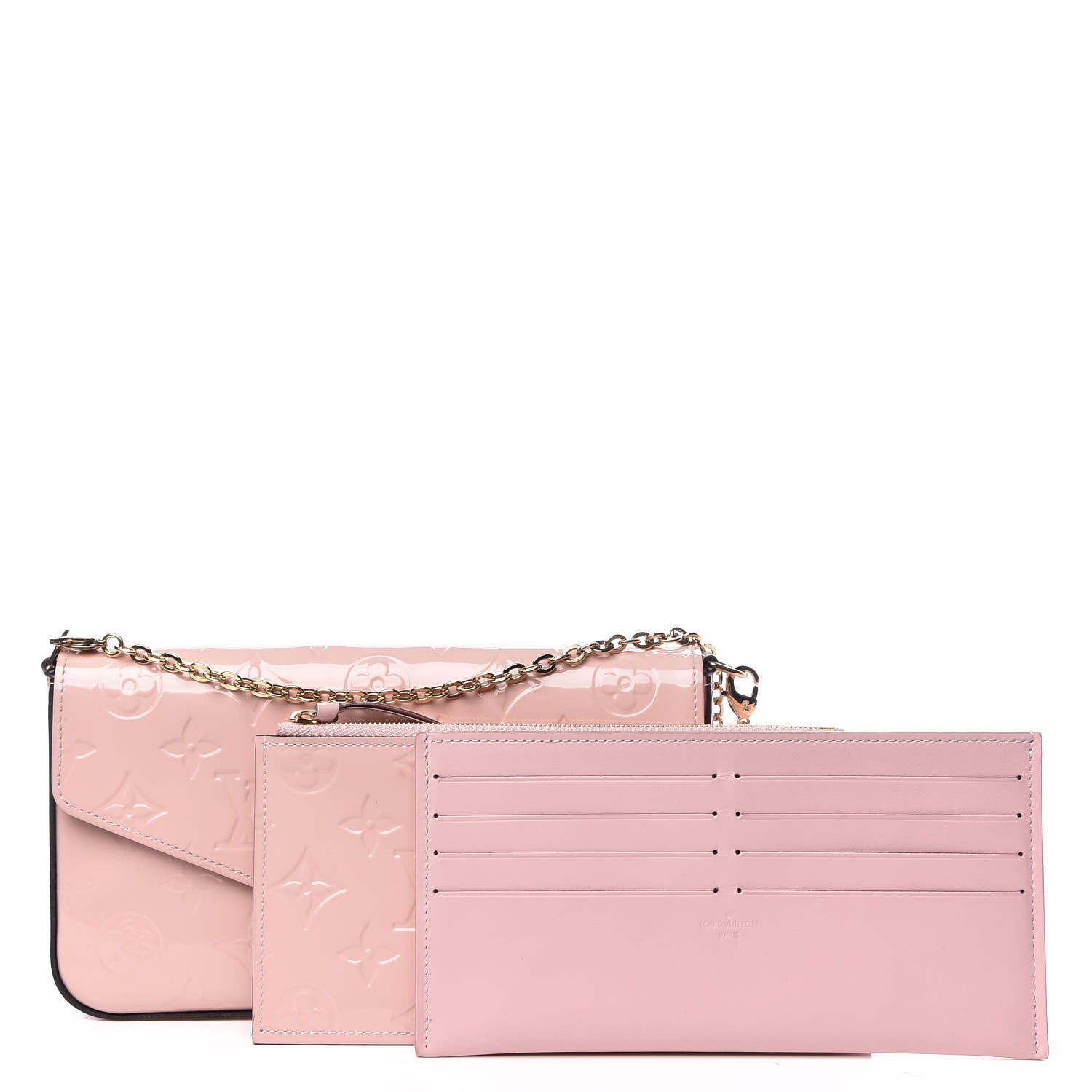Louis Vuitton Vernis Felicie Chain Wallet Rose Ballerine 7 of 11