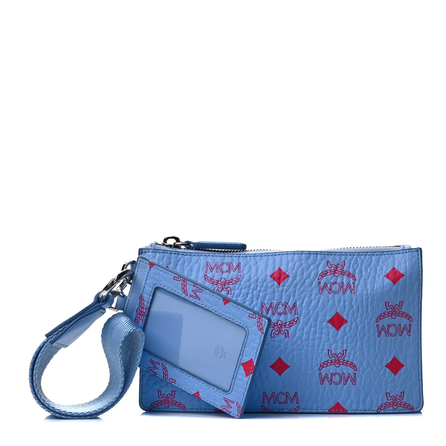 MCM Visetos Wristlet Zip Pouch Blue Bell 1 of 5