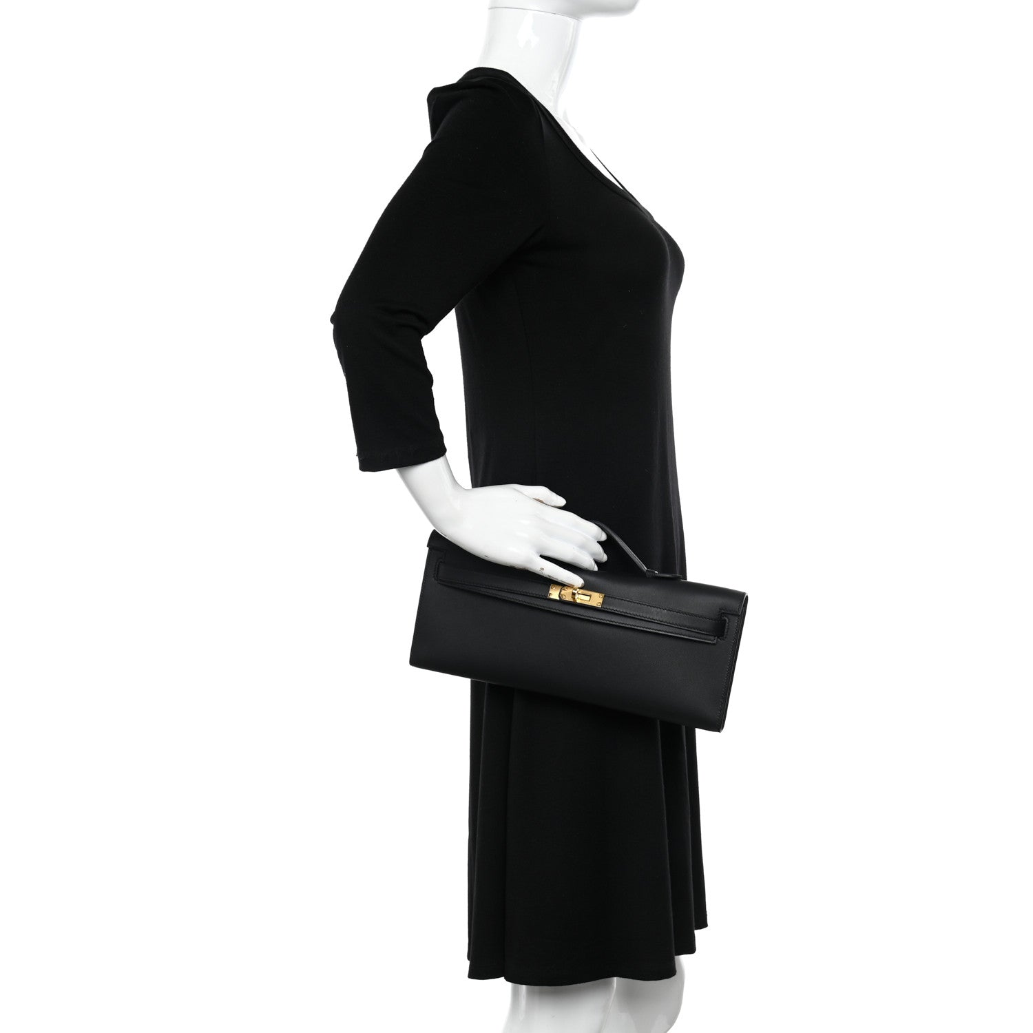 Hermes Swift Kelly Cut Clutch Pochette Black 2 of 11