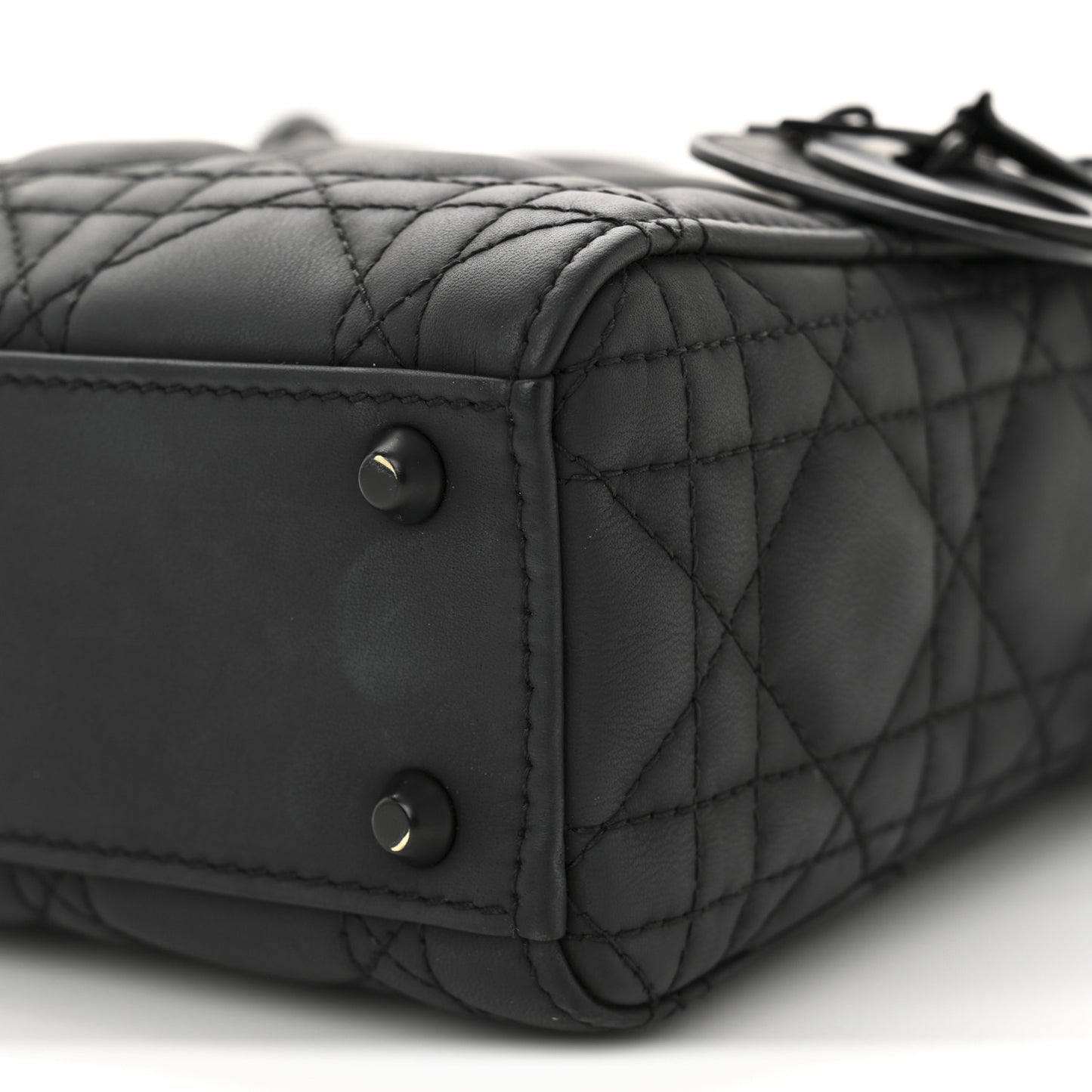 Ultra Matte Calfskin Cannage Mini Lady Dior Black