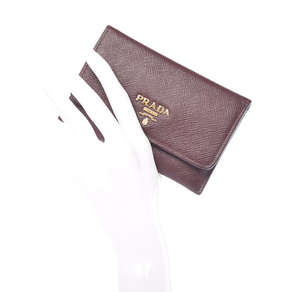 Prada Saffiano Metal Flap Wallet Granato 2 of 9