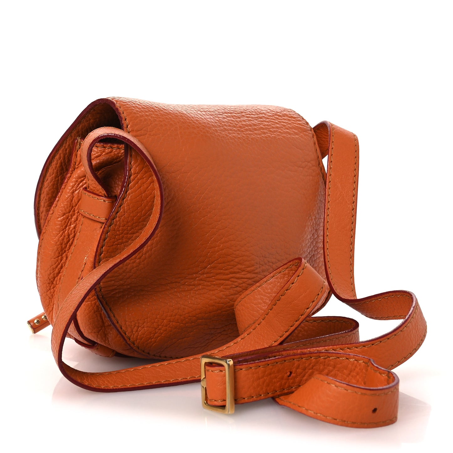 Grained Calfskin Small Marcie Saddle Bag Wood Rose