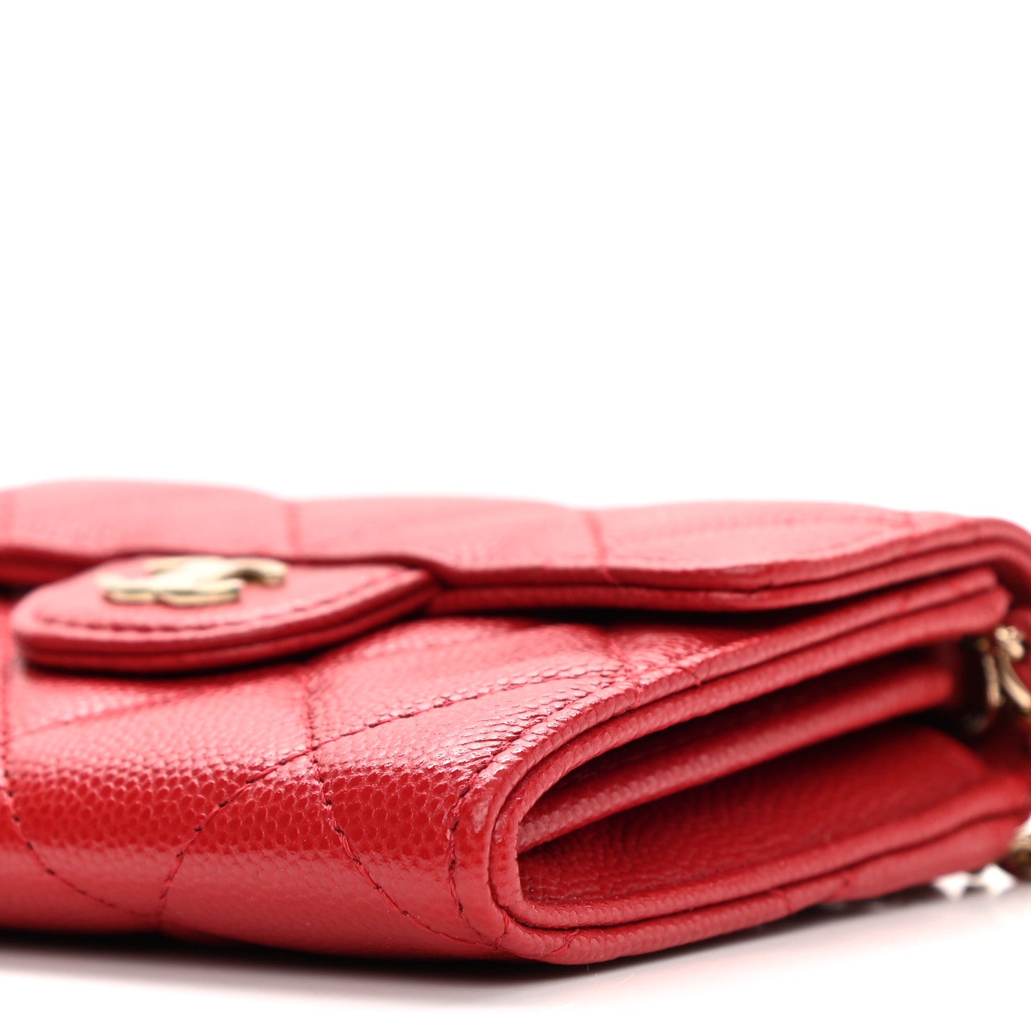 Chanel Caviar Quilted Flap Card Holder On Chain Red 10 of 10