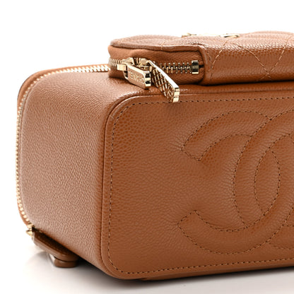 Chanel Caviar Quilted Top Handle Pocket Vanity Case Camel 9 of 12