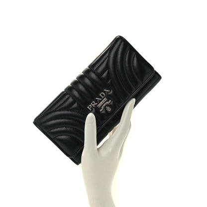 Prada Soft Calfskin Diagramme Continental Wallet Black 2 of 10