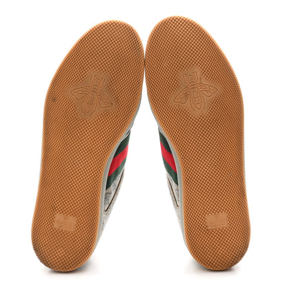 Gucci GG Supereme Monogram Miro Soft Calfskin Web Mens Screener Sneakers 8 Beige Ebony Black New Platinum 6 of 11