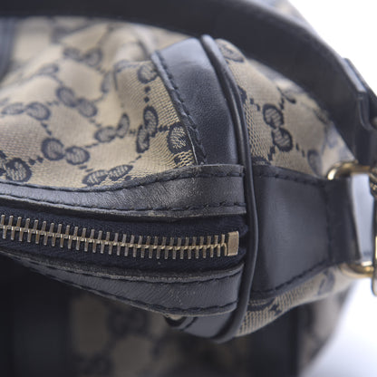 Gucci Monogram Selleria Calfskin Vintage Web Medium Boston Beige Blue 11 of 20