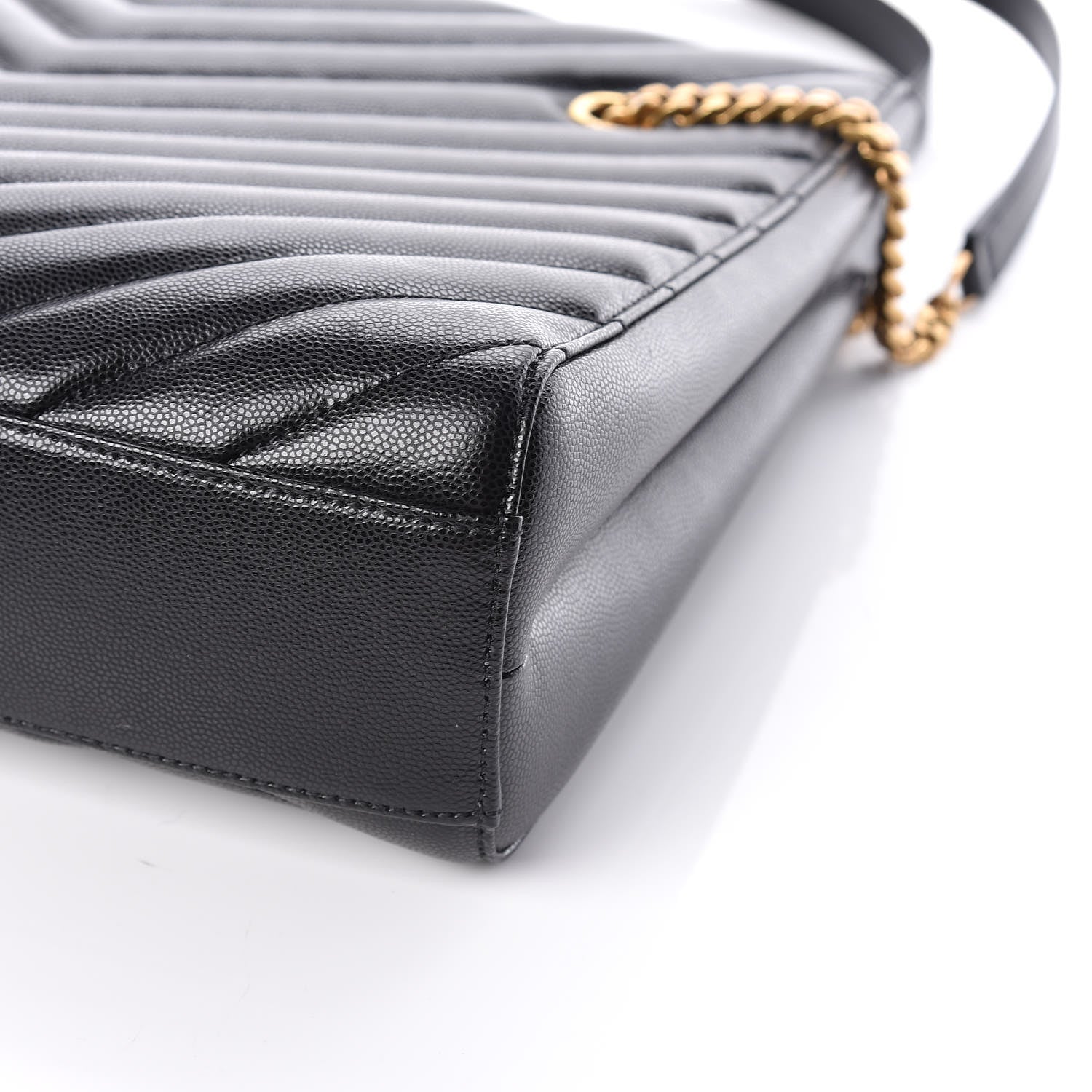 Saint Laurent Grain De Poudre Matelasse Chevron Medium Tribeca Shopping Bag Black 12 of 14