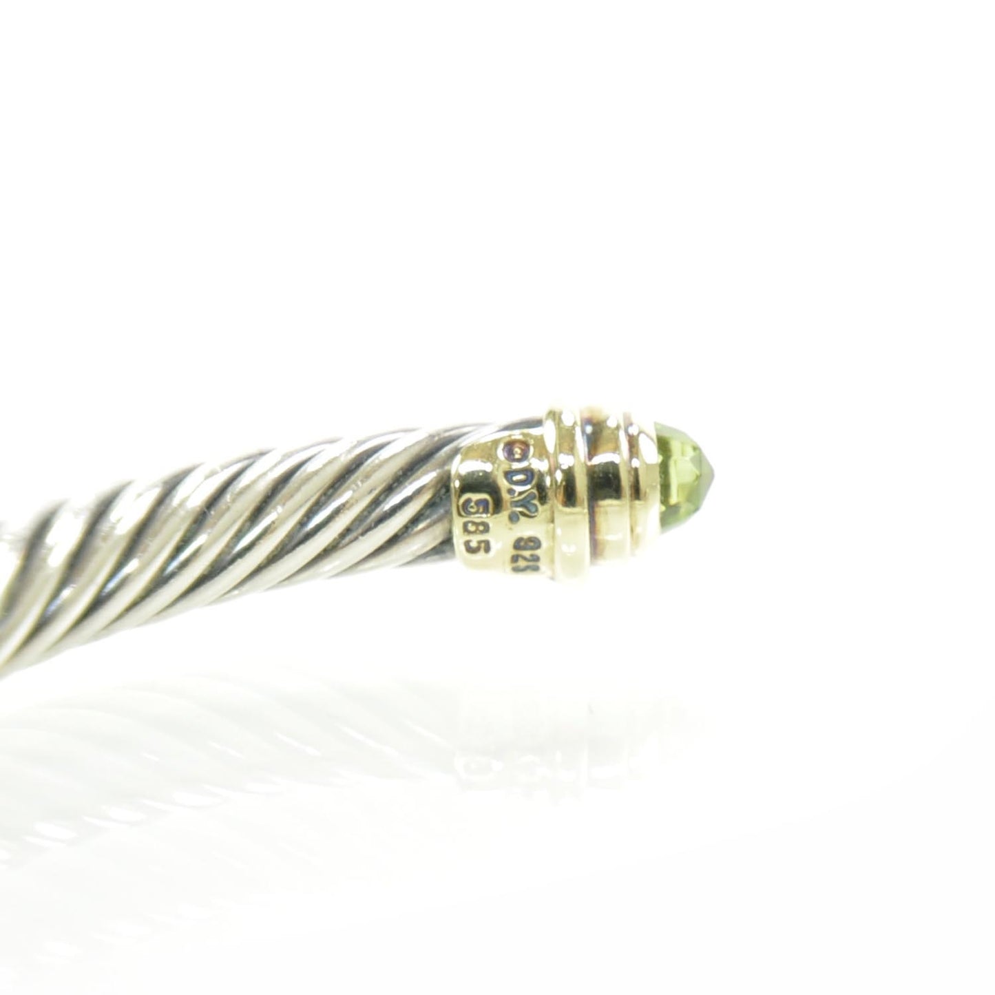 Sterling Silver and 14k Gold Peridot Cable Cuff