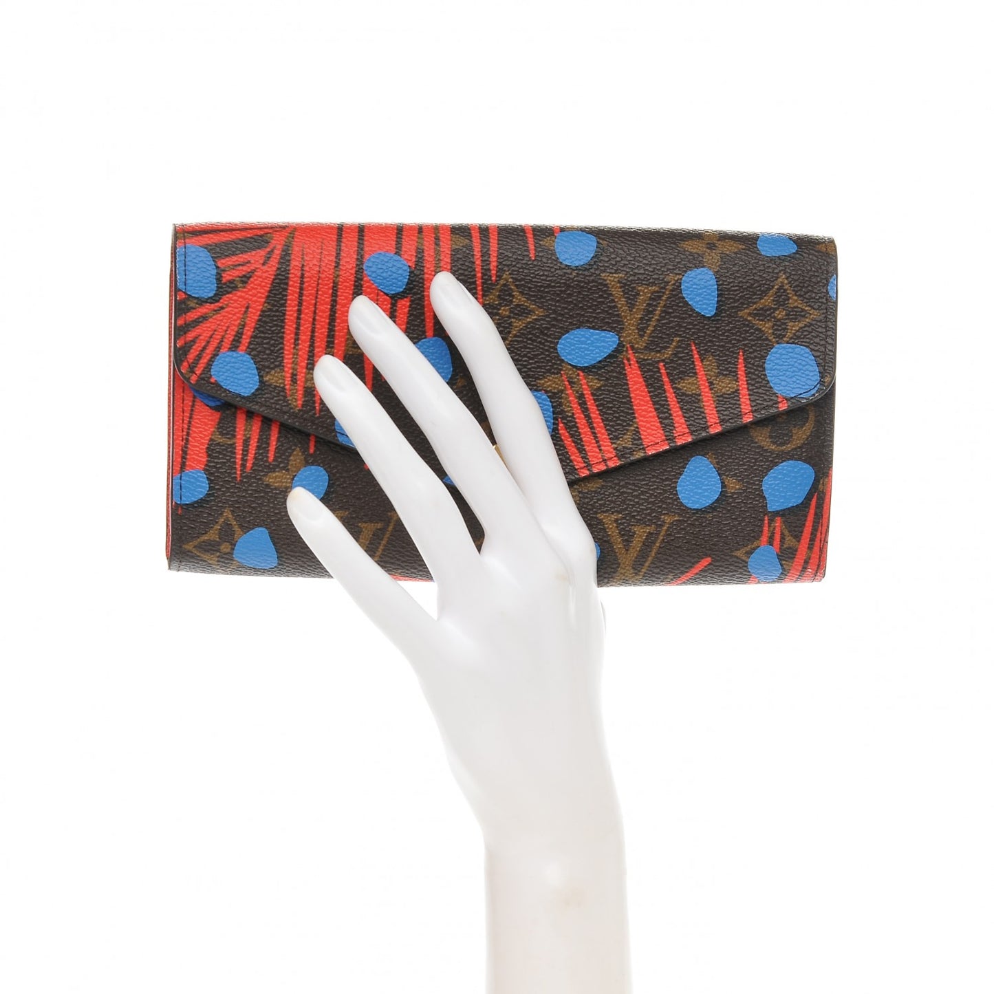 Monogram Jungle Dots Sarah Wallet Coquelicot Denim