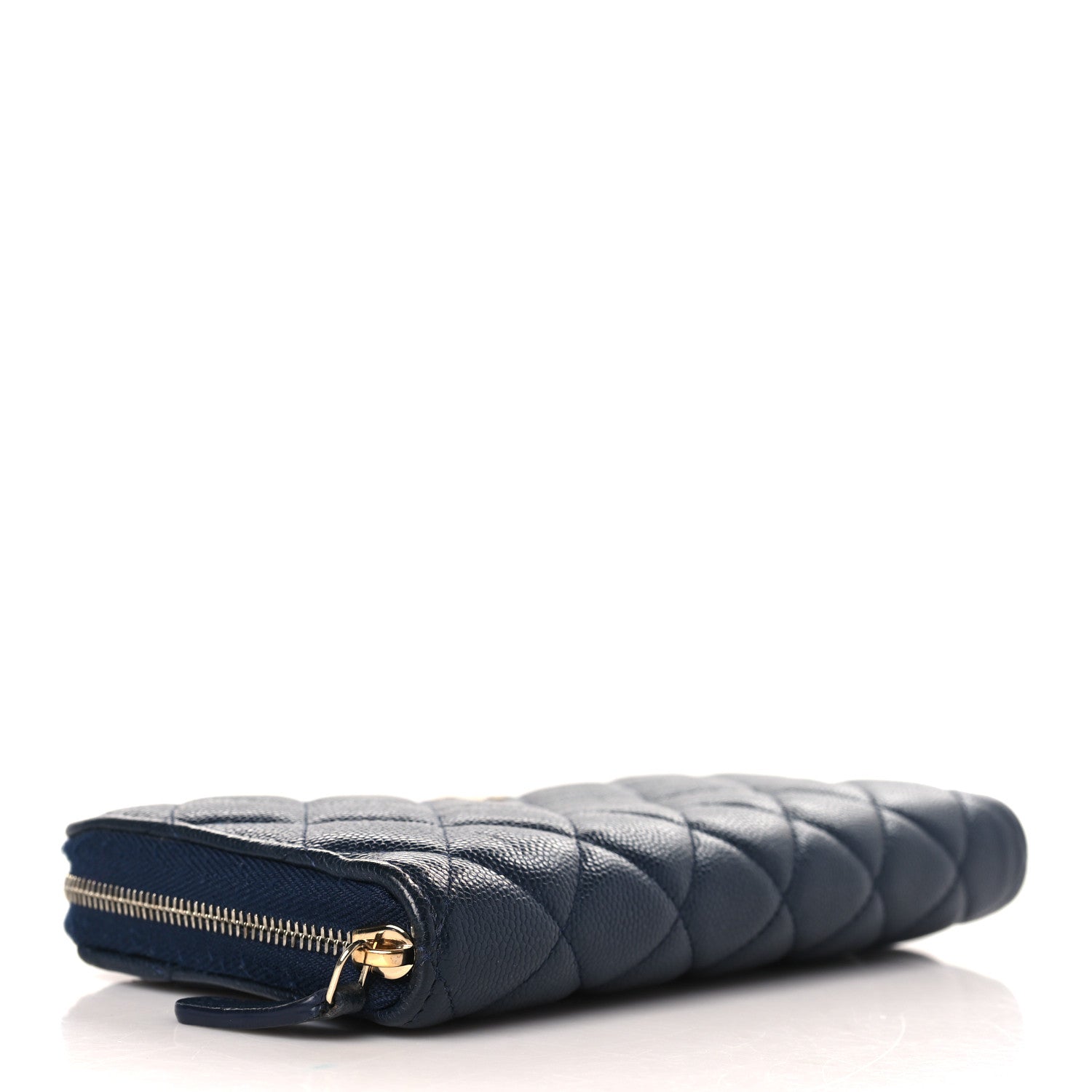 Chanel Caviar Quilted Large Gusset Zip Around Wallet Navy 4 of 8