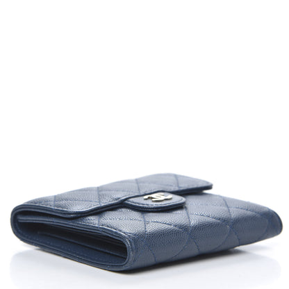 Chanel Caviar Quilted Compact Flap Wallet Navy 4 of 9