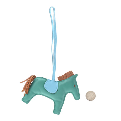 Hermes Milo Lambskin Grigri Rodeo Horse Bag Charm MM Vert Verone Gold Celeste 2 of 3