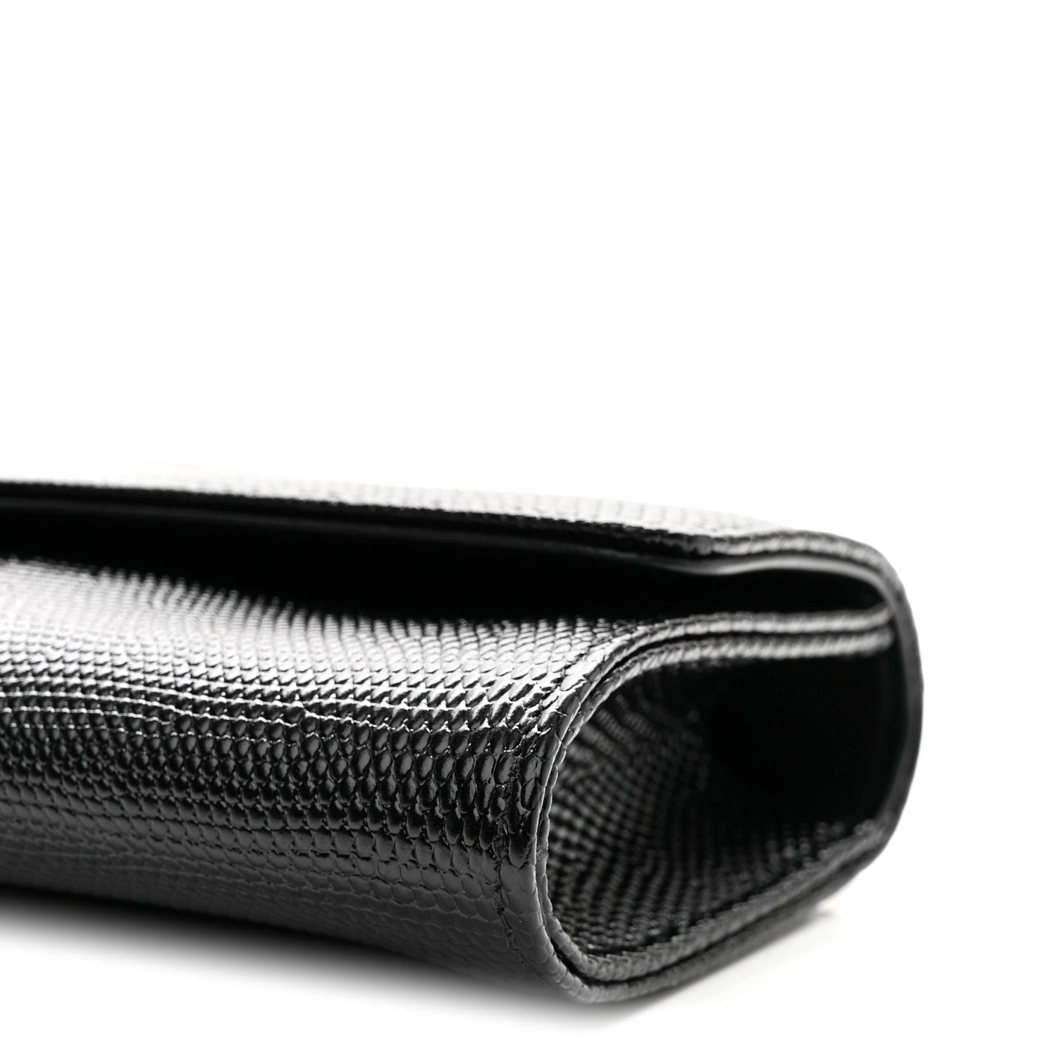 Chanel Calfskin Lizard Embossed Top Handle Clutch With Chain Black 11 of 12