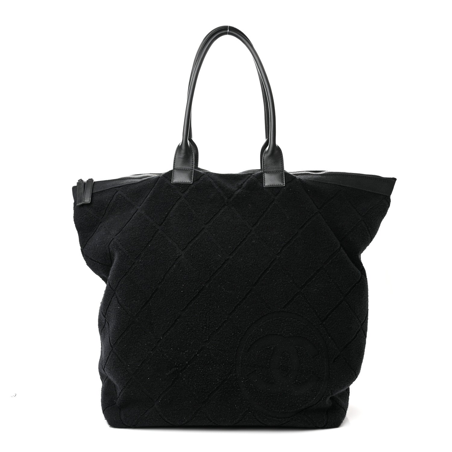 Chanel Terry Cotton CC Beach Tote Set Black 3 of 13