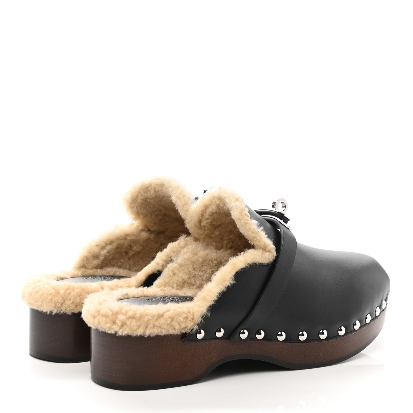 Calfskin Wool Carlotta Mules 35 Black