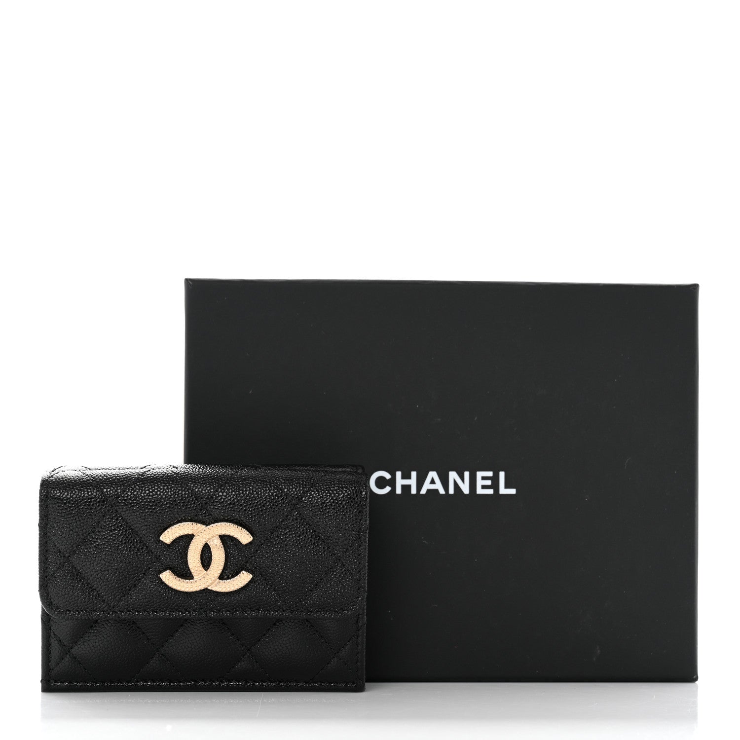 Chanel Caviar Quilted Studded CC Double Flap Wallet Black 14 of 14