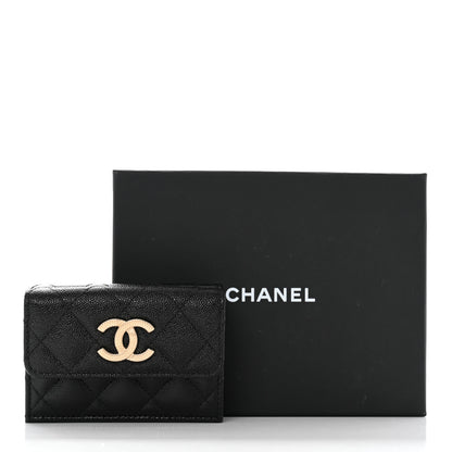 Chanel Caviar Quilted Studded CC Double Flap Wallet Black 14 of 14