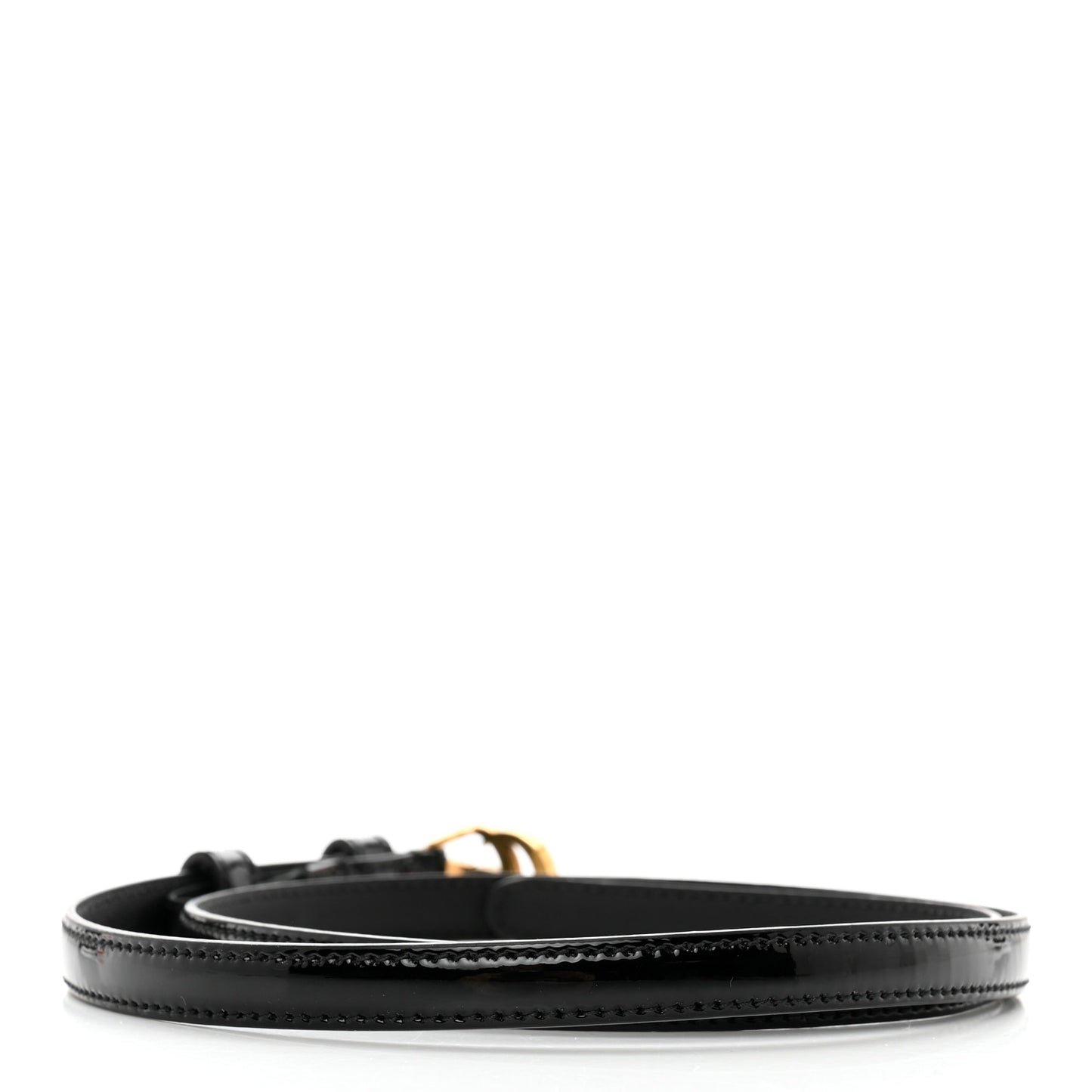 Patent Double G Thin Belt Black