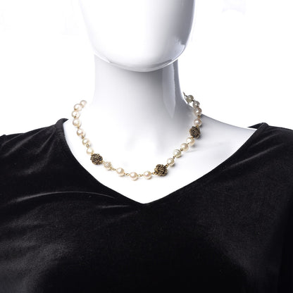 Chanel Pearl Knot Chain Necklace Gold 2 of 6