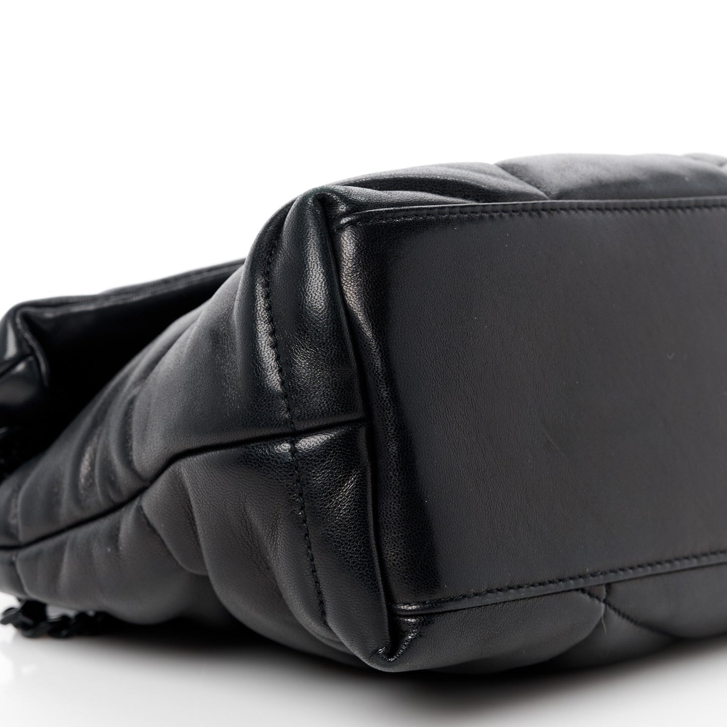 Lambskin Quilted Monogram Monochrome Small Loulou Puffer Chain Satchel Black