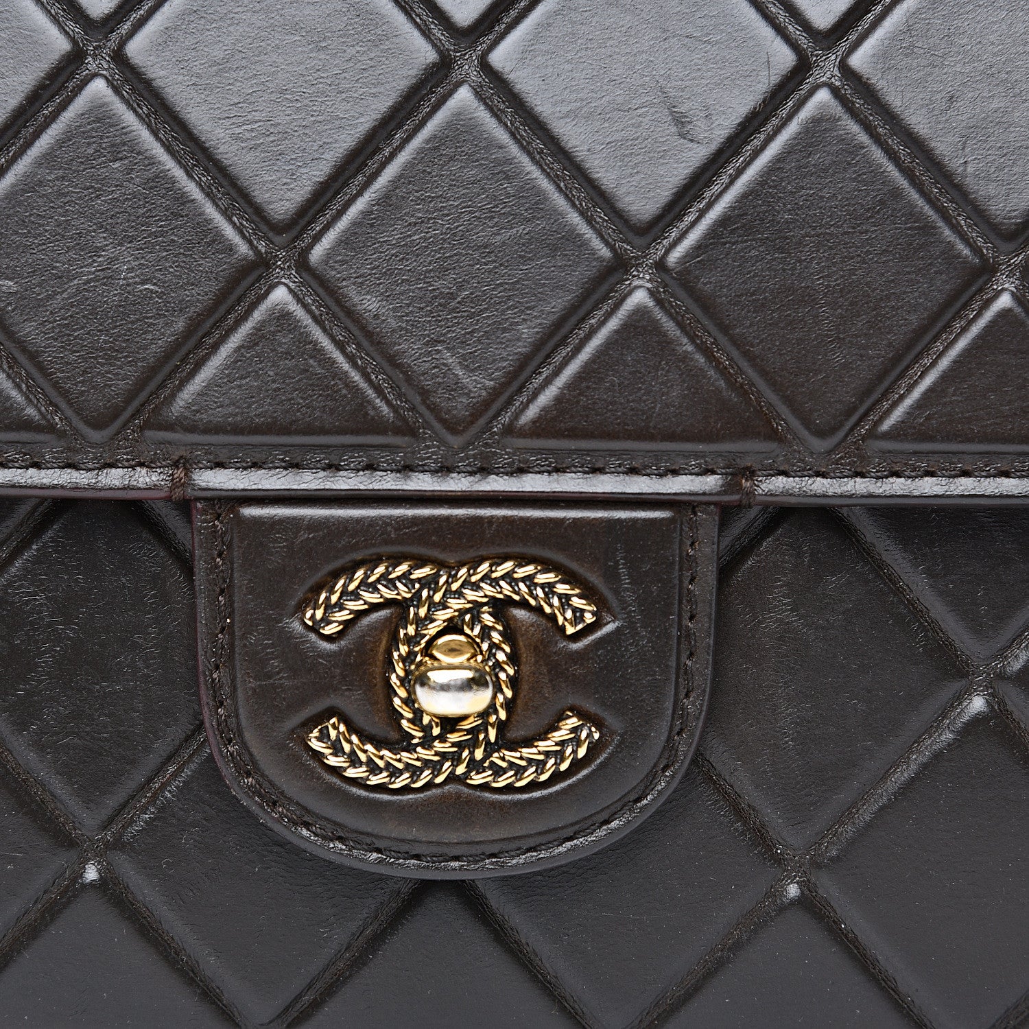 Chanel Calfskin Embossed Medium Flap Brown 12 of 20