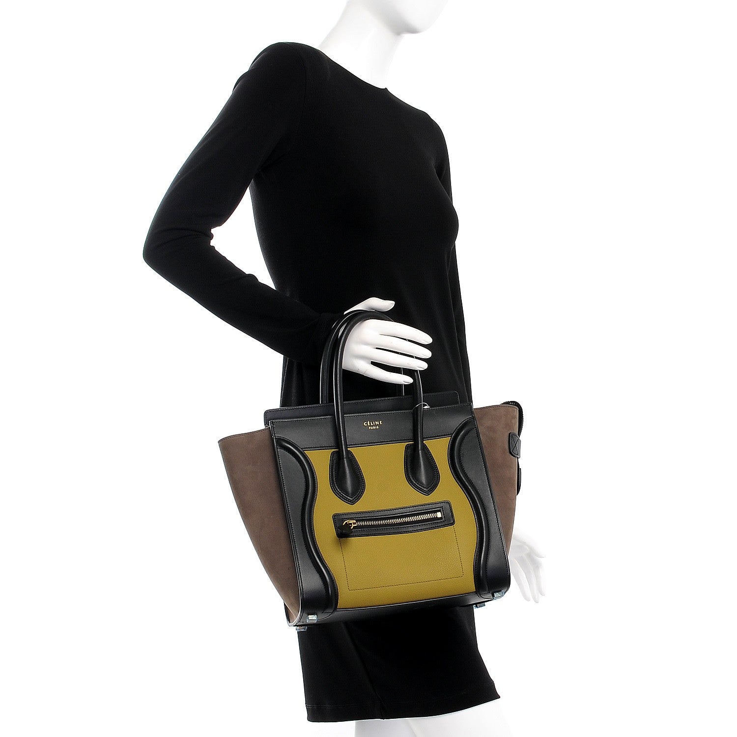 Celine Baby Grained Calfskin Nubuck Micro Tri-Color Luggage Olive 2 of 7