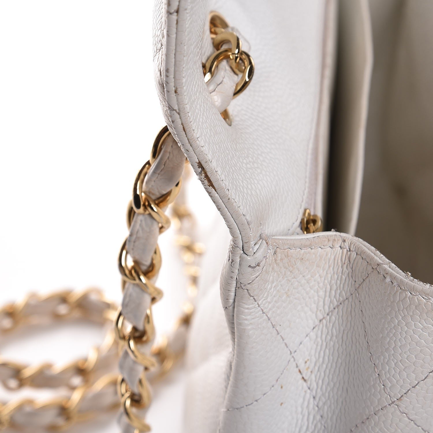 Chanel Caviar Quilted Jumbo Single Flap White 8 of 32