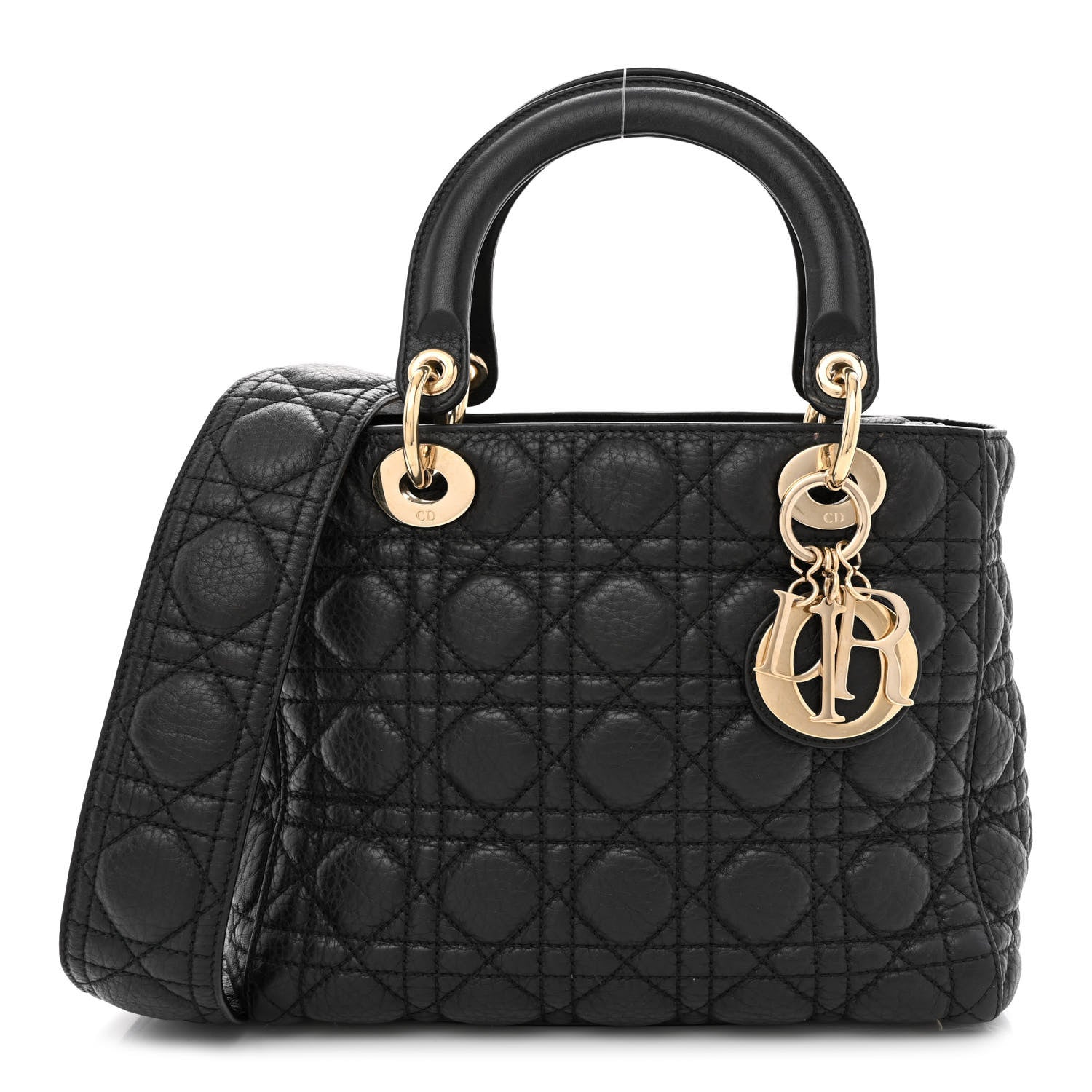 Christian Dior Grained Calfskin Cannage Medium Supple Lady Dior Black 1 of 13