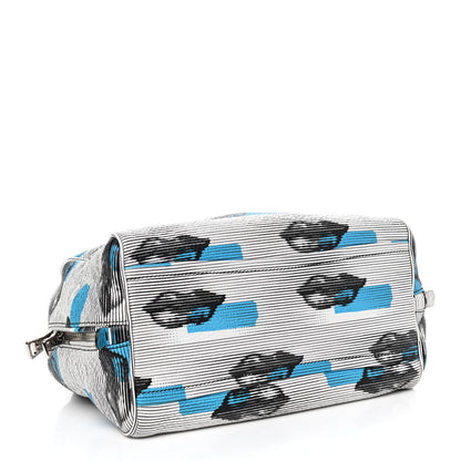 Prada Vitello Daino Lip Print Inside Bag White Azzurro 3 of 8