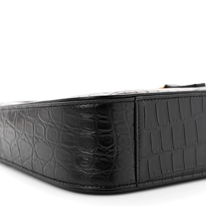 Saint Laurent Calfskin Crocodile Embossed LE 5 A 7 Hobo Black 9 of 10