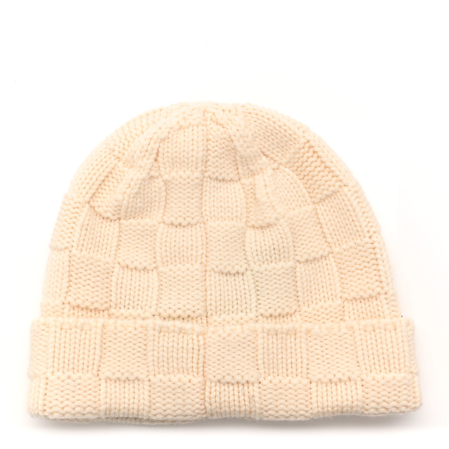 Wool Damier Snug Beanie Creme
