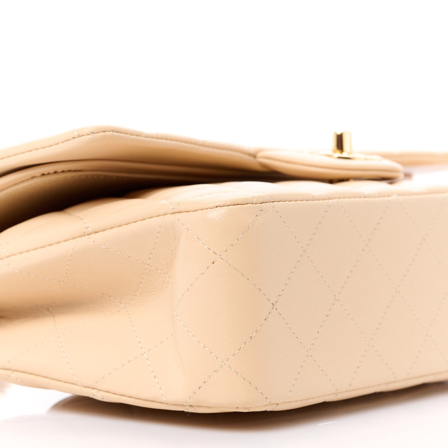Chanel Lambskin Quilted Medium Double Flap Beige 10 of 13