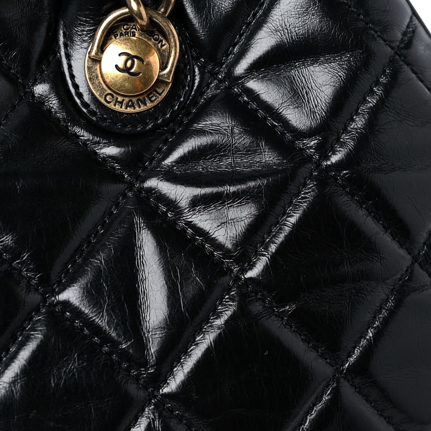 Glazed Calfskin Castle Rock Bowling Bag Black