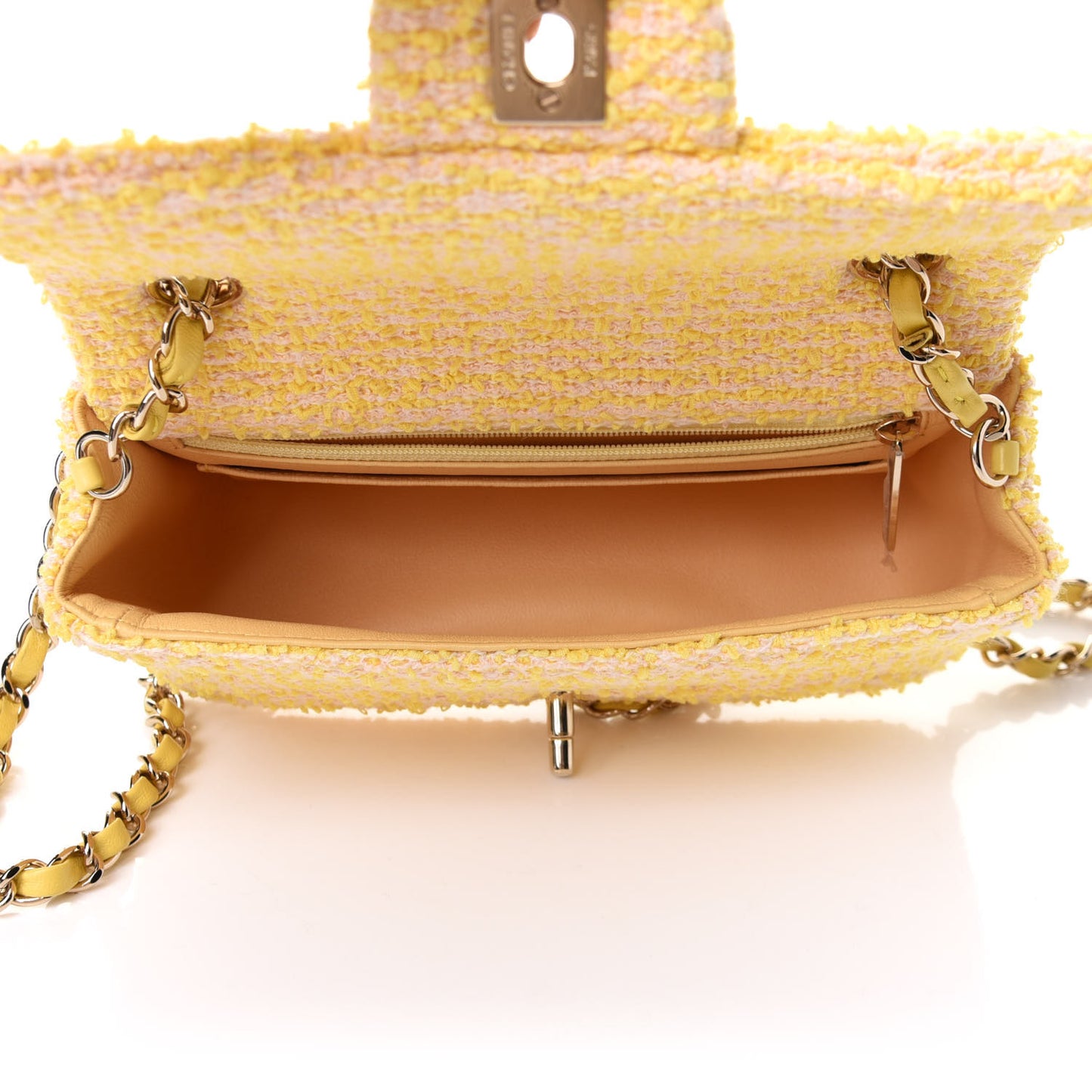 Tweed Quilted Mini Rectangular Flap Yellow Pink