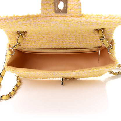 Chanel Tweed Quilted Mini Rectangular Flap Yellow Pink 4 of 9