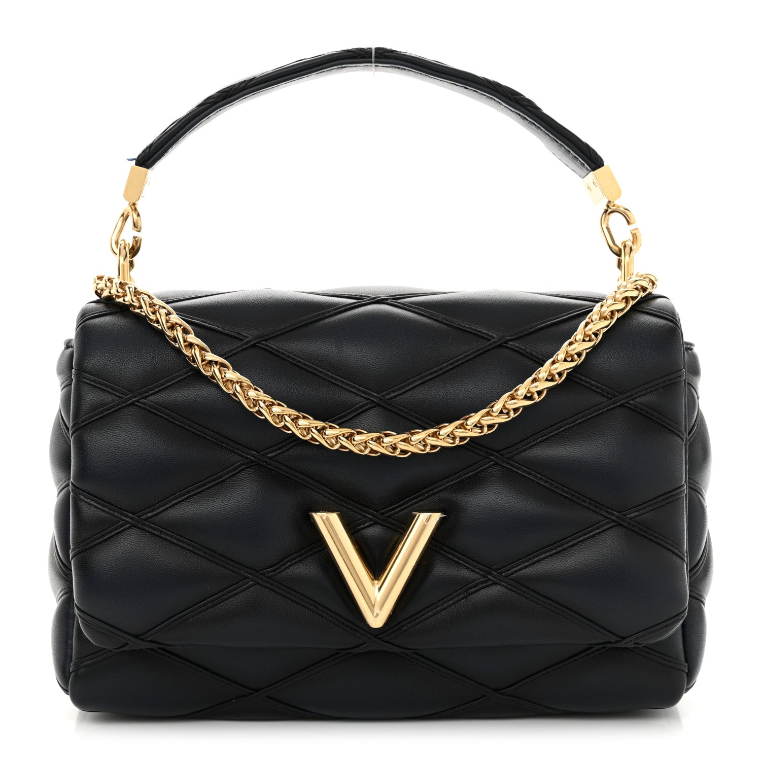 Louis Vuitton Lambskin Malletage Top Handle GO-14 MM Bleu Marine 1 of 12