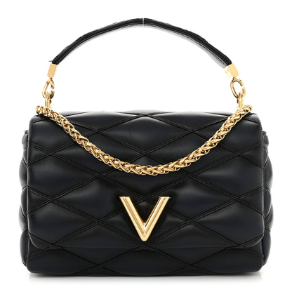 Louis Vuitton Lambskin Malletage Top Handle GO-14 MM Bleu Marine 1 of 12
