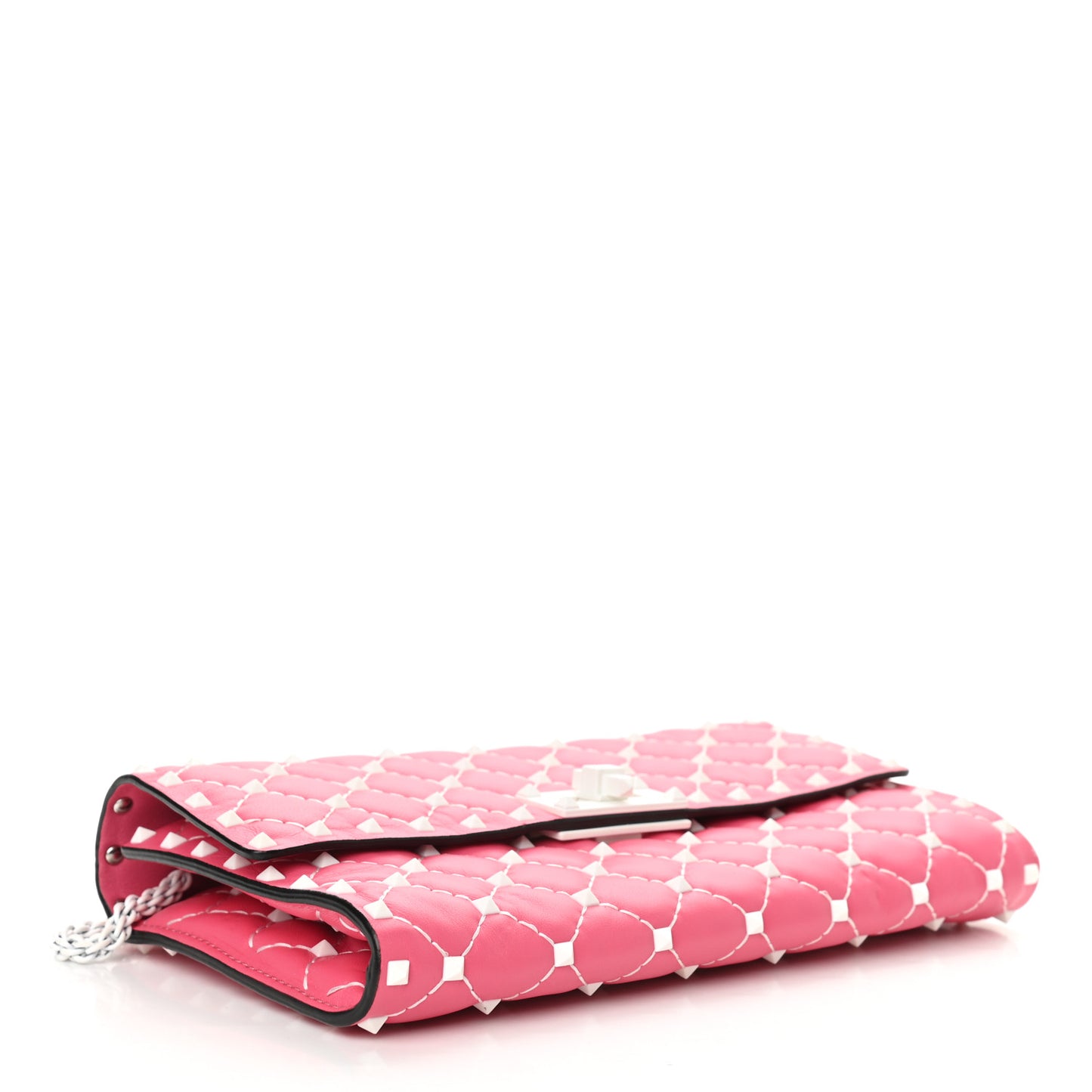 Lambskin Free Rockstud Spike Wallet On Chain Shadow Pink