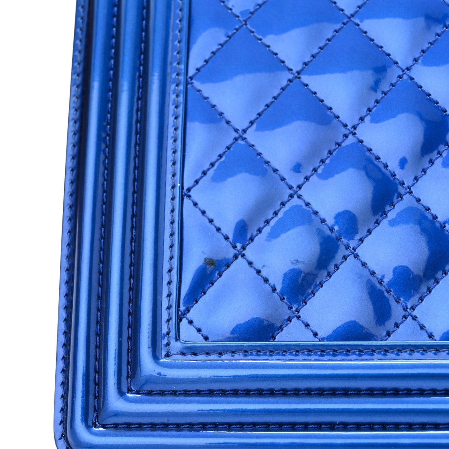 Metallic Patent Quilted New Medium Boy Flap Blue