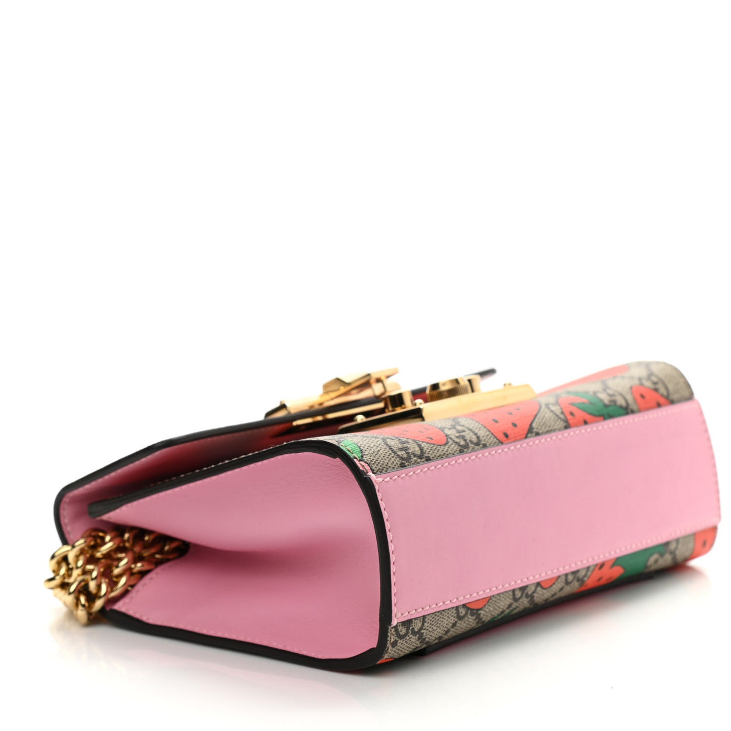 GG Supreme Monogram Strawberry Small Padlock Shoulder Bag